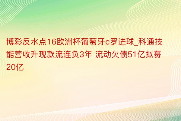 博彩反水点16欧洲杯葡萄牙c罗进球_科通技能营收升现款流连负